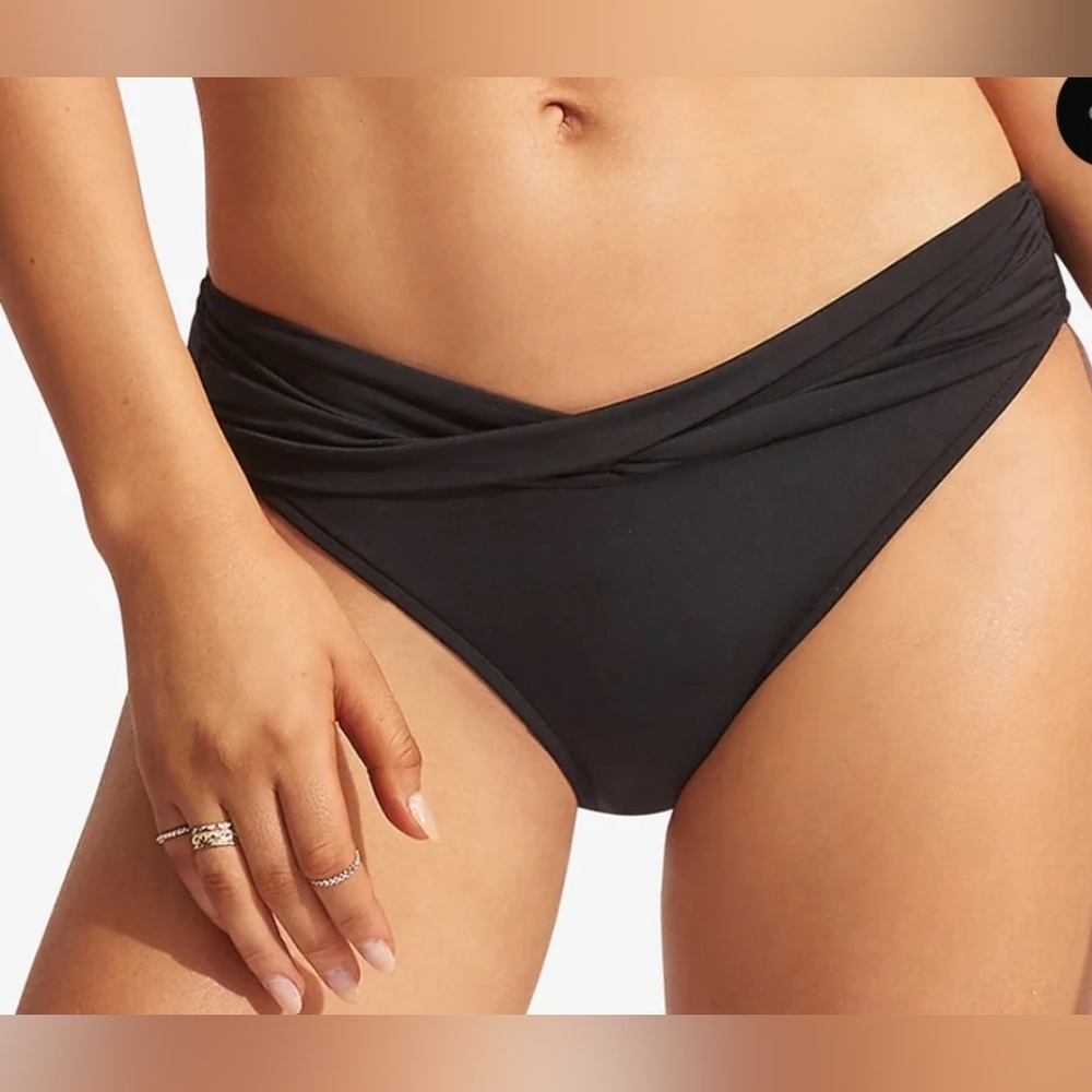 Seafolly Black Twist Front Bikini Bottom